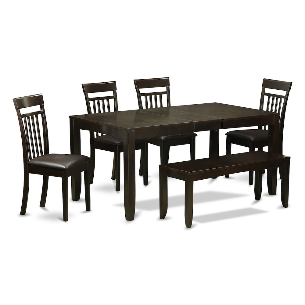 6  PC  Dining  room  set  with  bench-Table  with  Leaf  and  4  Chairs  for  Dining  room  plus  Bench. Picture 1