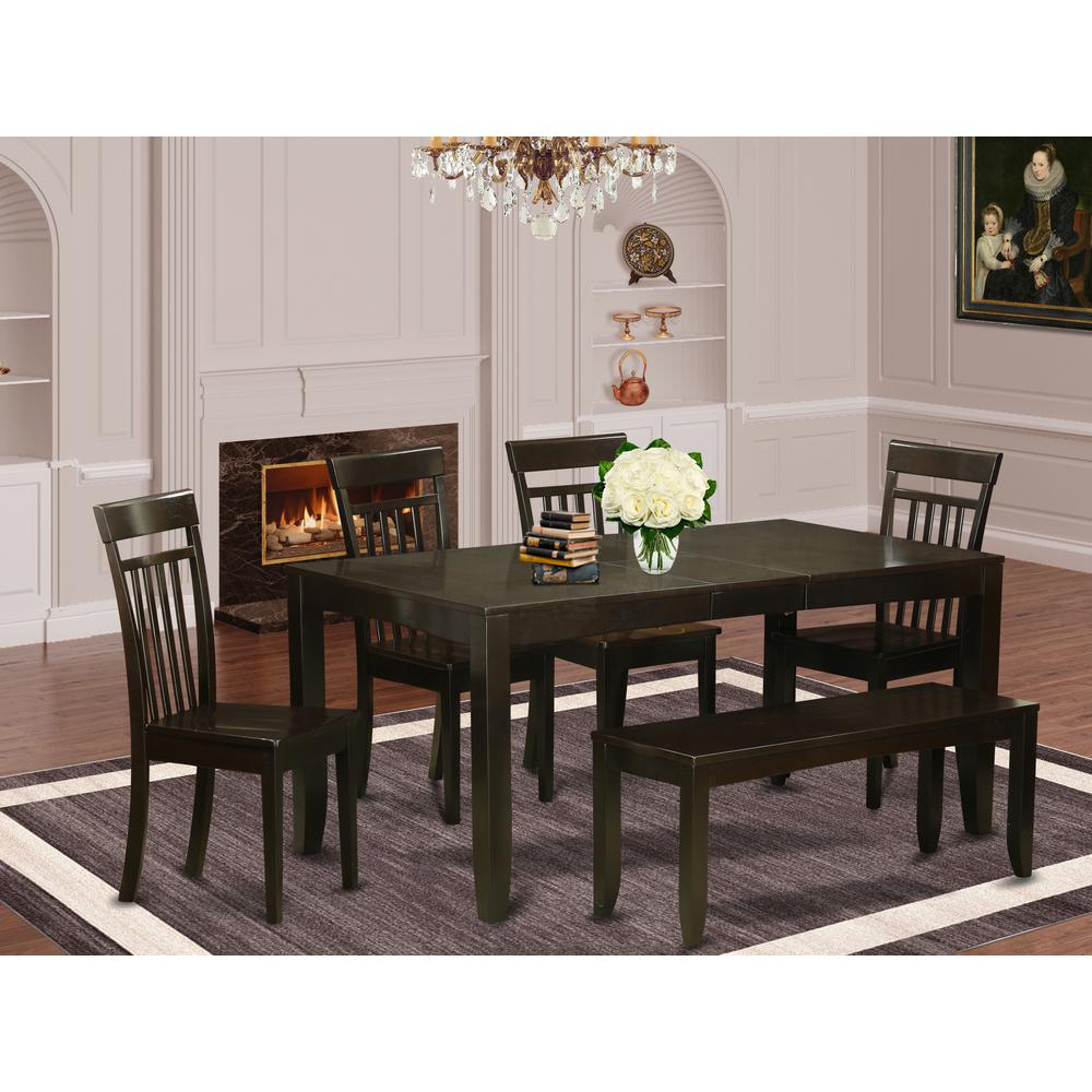 6-Pc  Dining  Table  with  bench-Dining  Table  with  Leaf  and  4  Dining  Chairs  plus  Bench. Picture 6