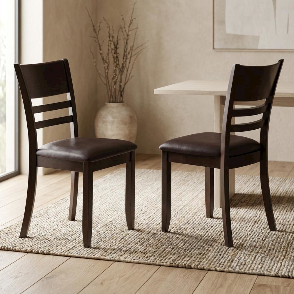 Lynfield Faux Leather Dining Chair with Traditional Wood Frame, Set of 2. Picture 4