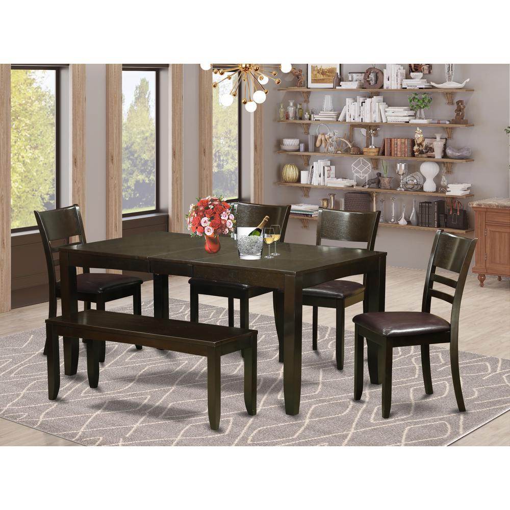 6  PC  Dining  set  with  bench-Dining  Table  with  Leaf  and  4  Dining  Chairs  Plus  Bench. Picture 6
