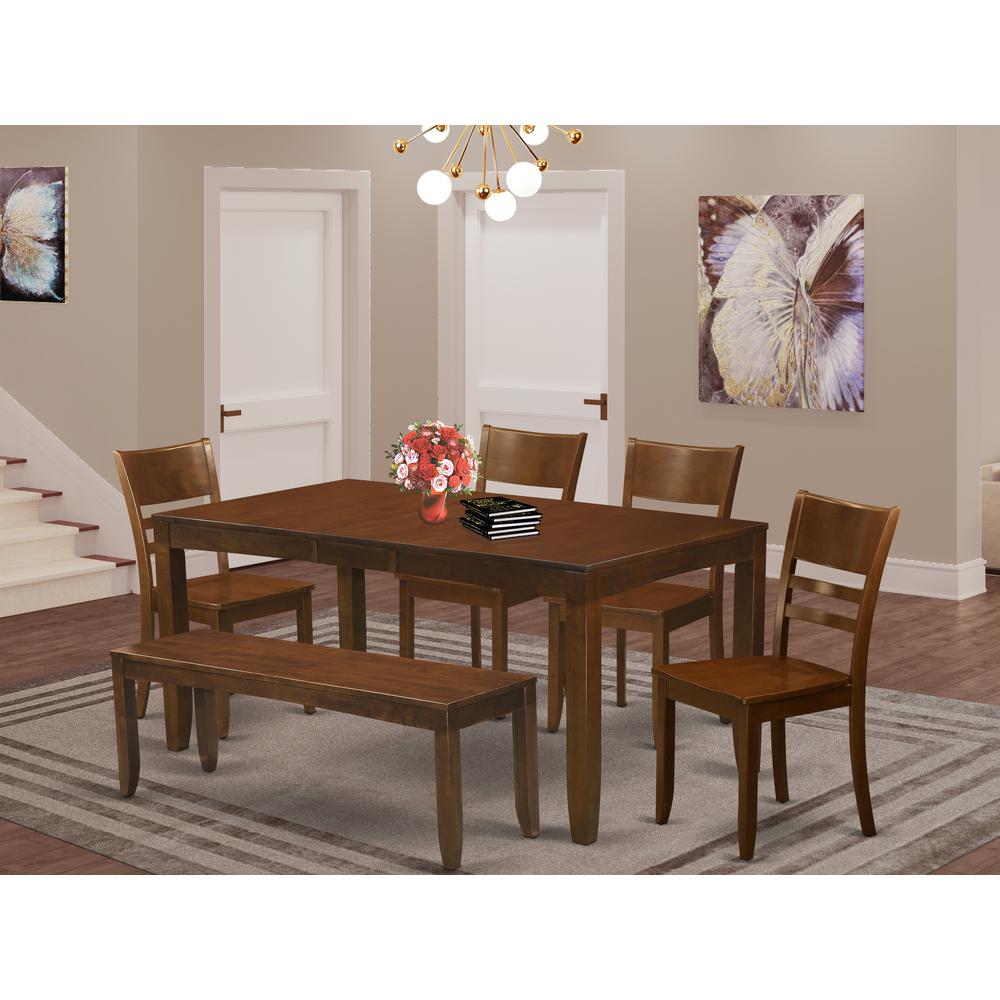 6  Pc  Kitchen  Table  with  bench-Table  with  Leaf  and  4  Dining  Chairs  and  1  Bench. Picture 6