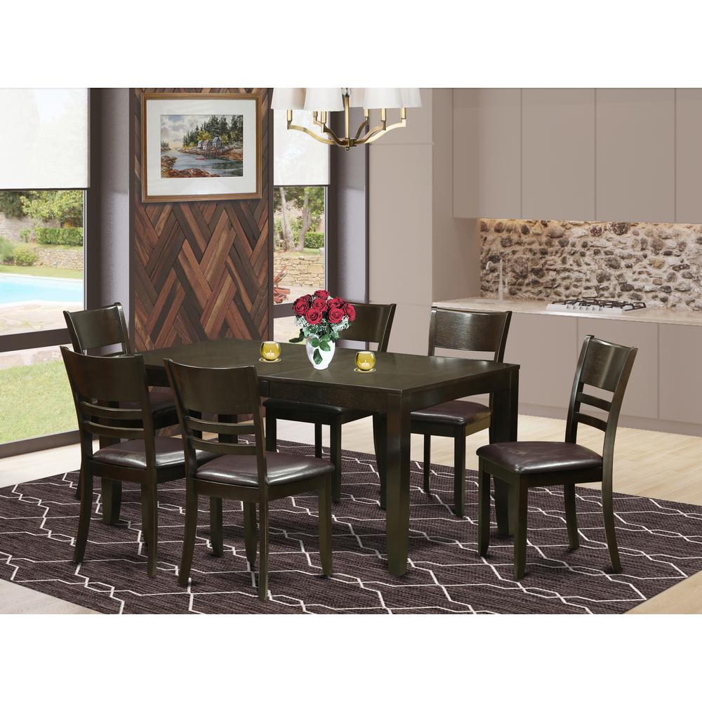 7  PC  Dining  room  set-Dining  Table  with  Leaf  and  6  Dining  Chairs. Picture 4