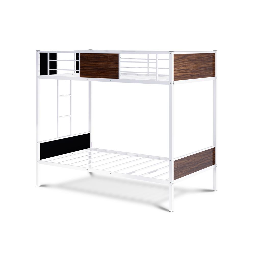 Twin Bunk Bed in powder coating white color. Picture 1