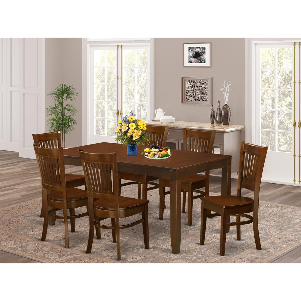 7  Pc  Table  with  a  12"  Leaf  and  6  Wood  Chairs  in  Espresso  .. Picture 4