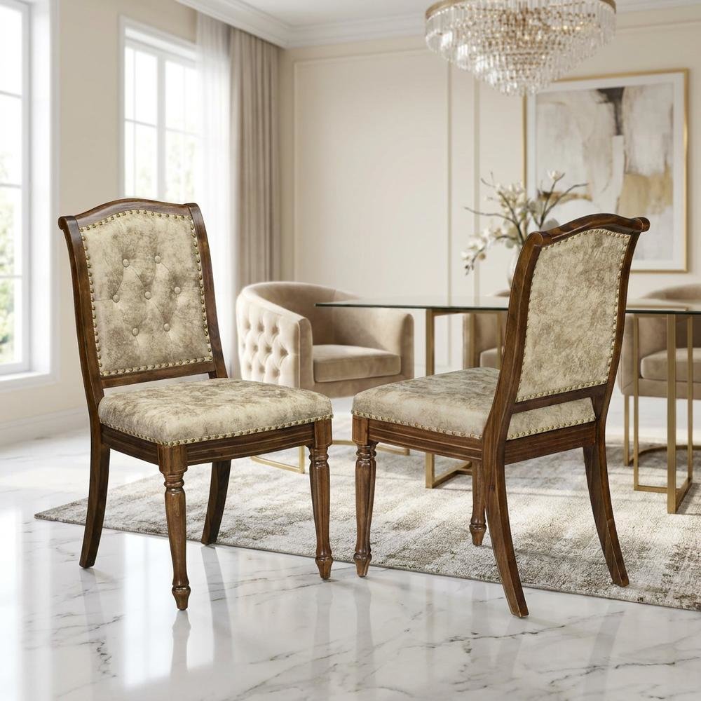 Upholstered Dining Chairs with Solid Wood Frame, Set of 2. Picture 3