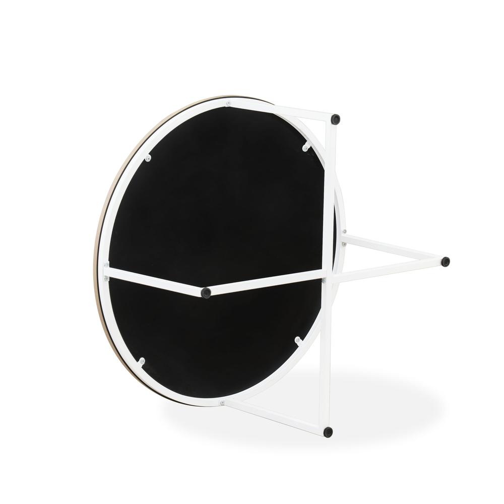 Madison Round Coffee Table for Living Room, Mid Century Modern Coffee Table in Powder Coating White Color and White Wood Laminate. Picture 4