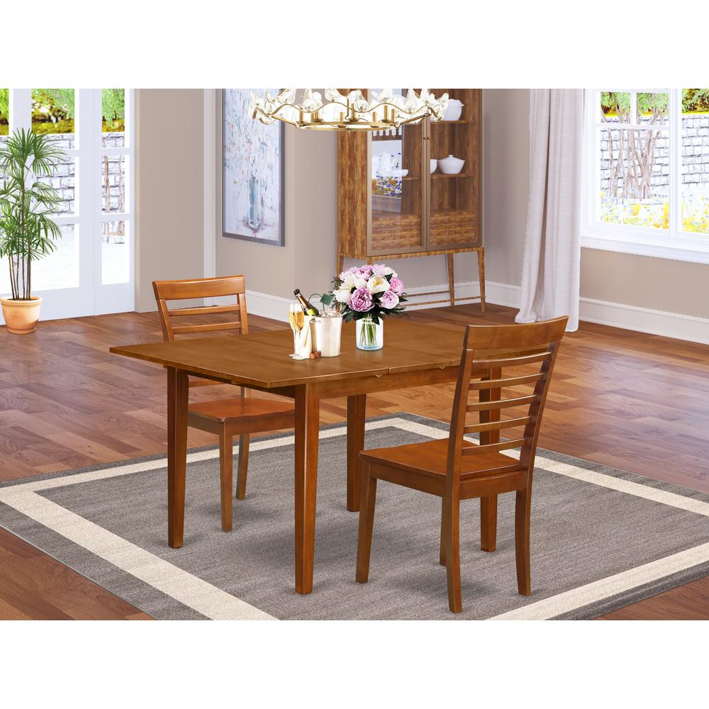 3  Pc  set  Milan  offering  Leaf  and  2  hard  wood  Kitchen  Chairs  in  Saddle  Brown  .. Picture 4