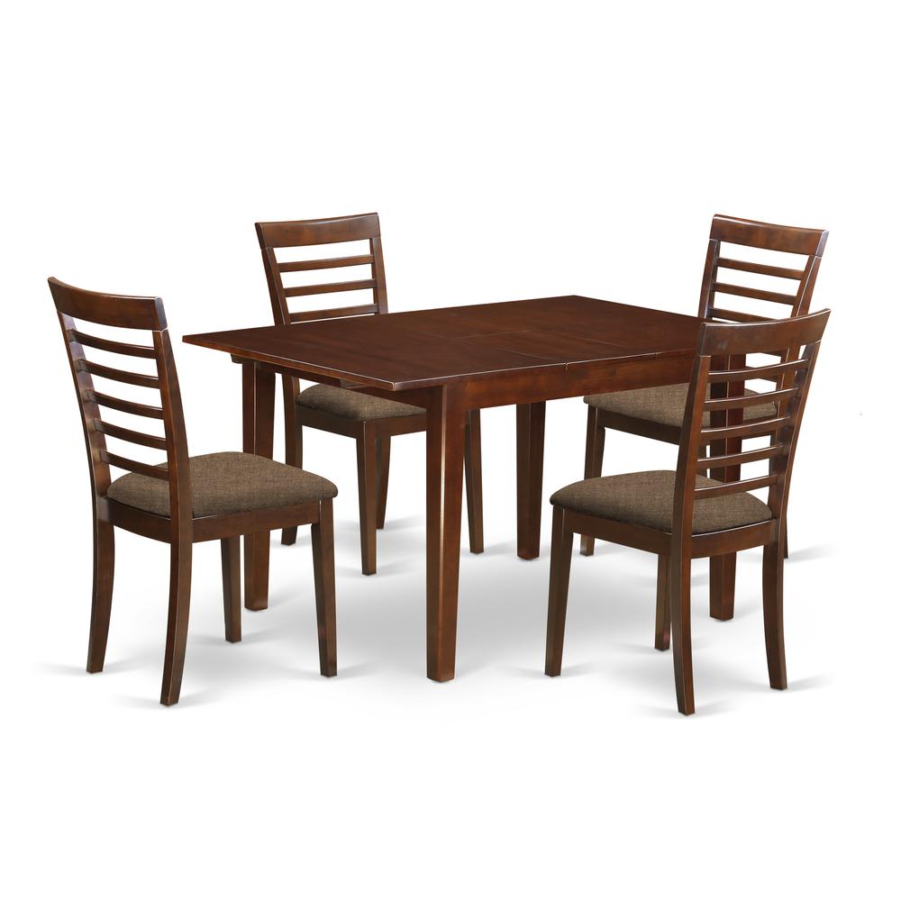 MILA5-MAH-C 5 Pc Kitchen nook Dining set-breakfast nook and 4 Dining Chairs in Mahogany. Picture 1