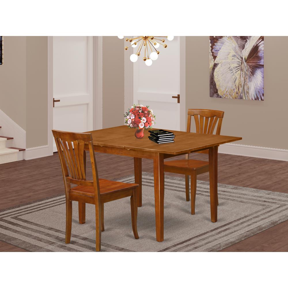 3  Pc  Milan  Kitchen  Table  offering  Leaf  and  2  Wood  Kitchen  Chairs  in  Saddle  Brown. Picture 4