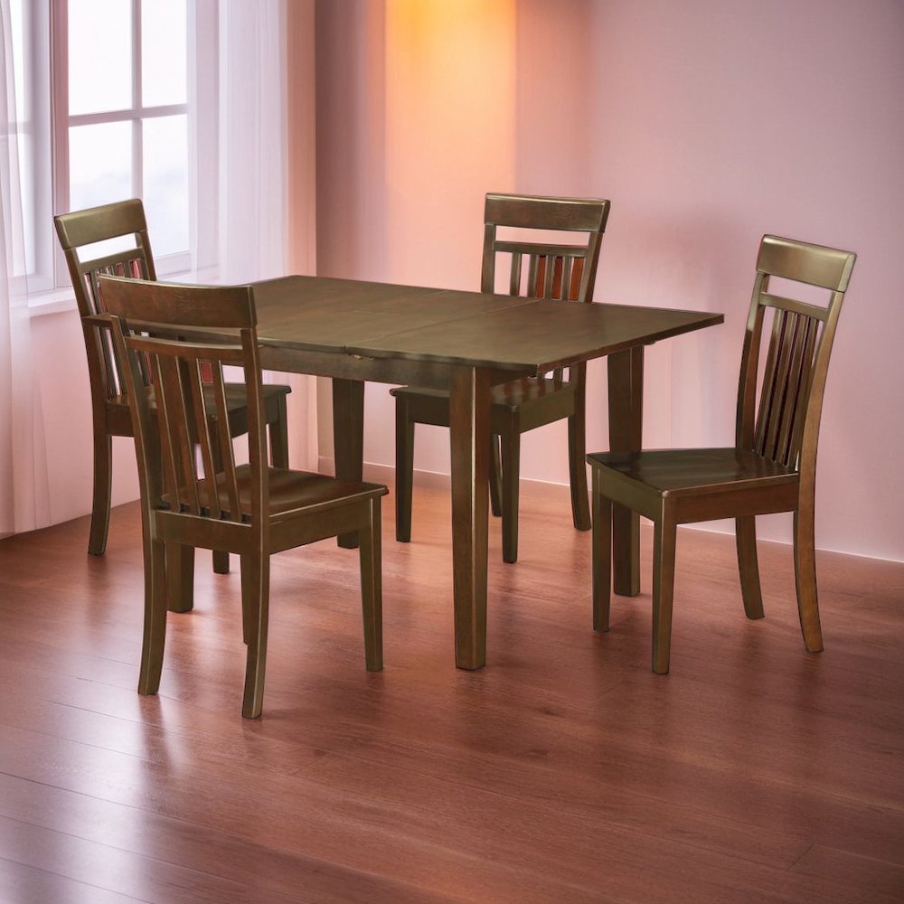 Dining Room Table Set for 4 with Butterfly Leaf and Wooden Chairs. Picture 4
