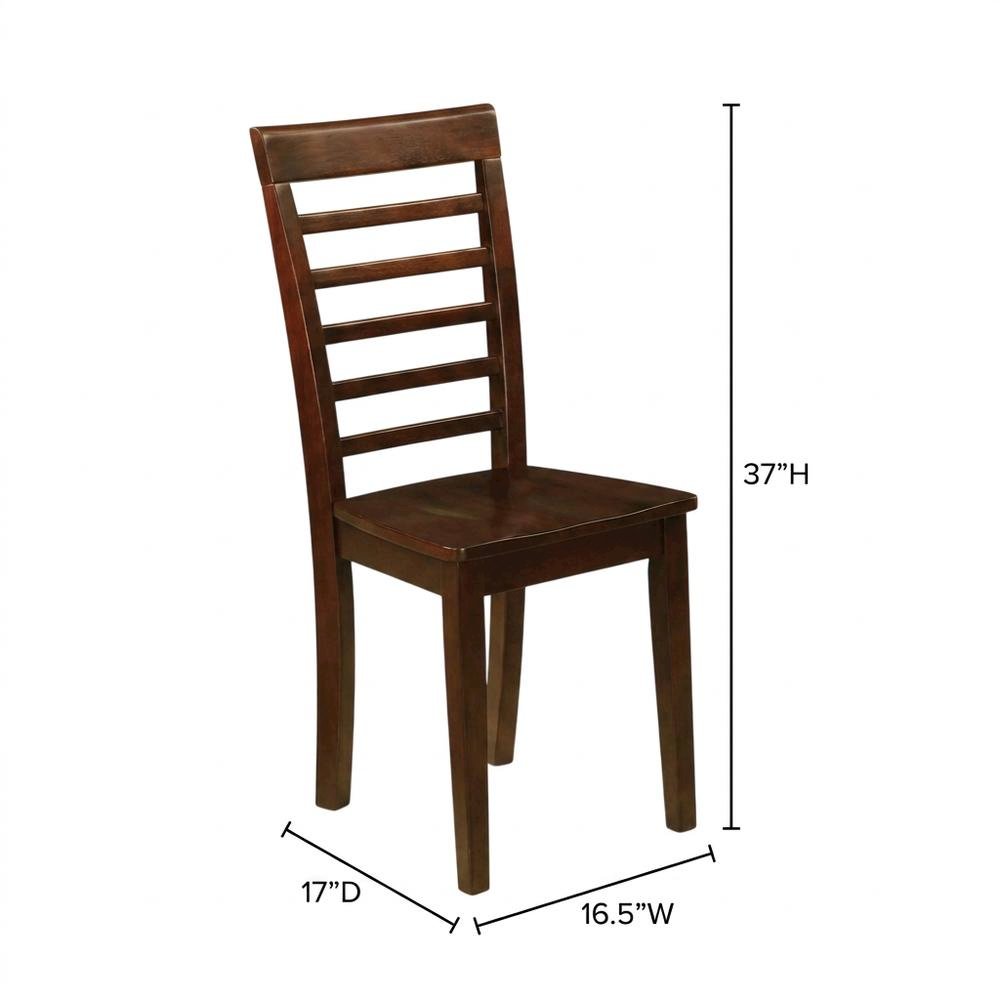 Solid Wood Dining Chairs with Ladder Back and Wood Seat, Set of 2. Picture 6