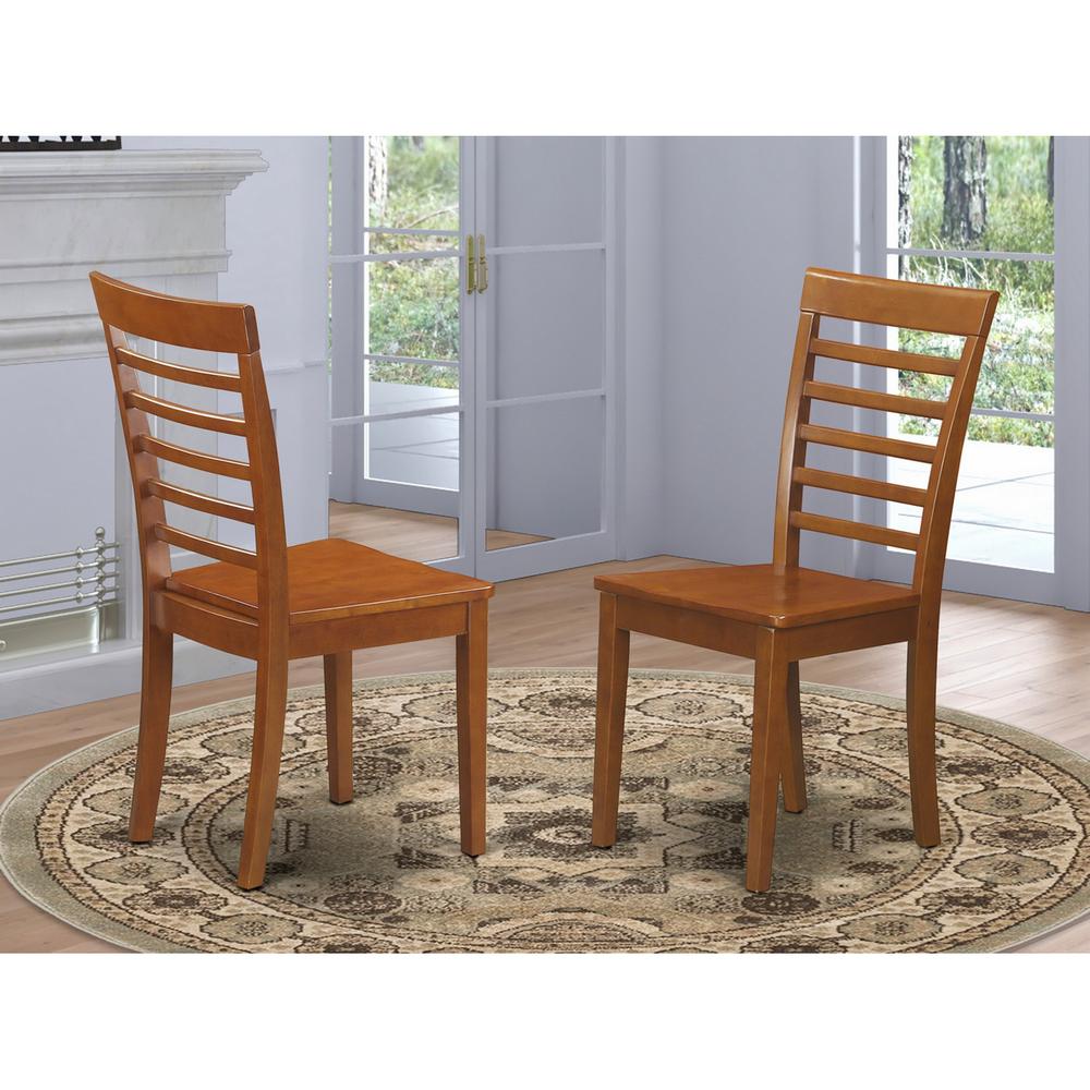 Milan kitchen chair with Wood Seat - Saddle Brown Finish, Set of 2. Picture 2