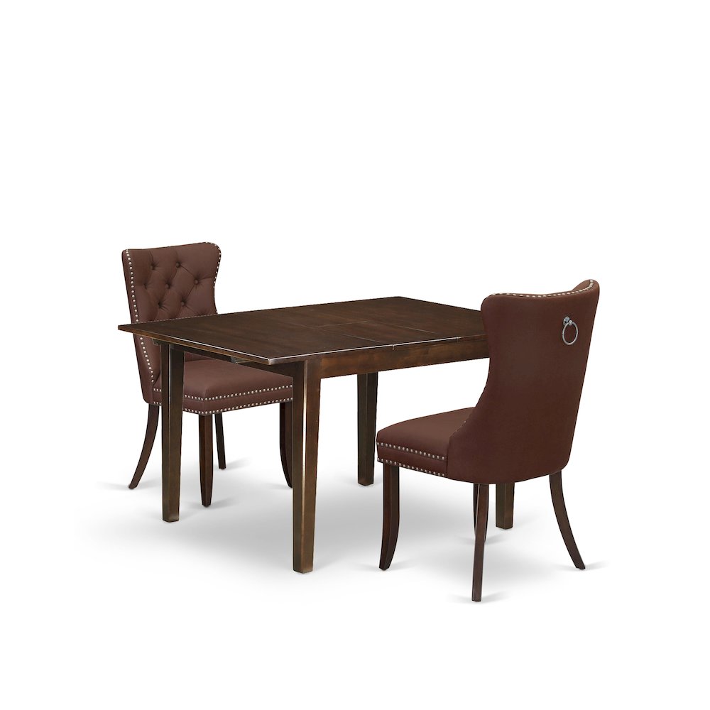 3 Piece Kitchen Set Consists of a Rectangle Dining Table with Butterfly Leaf. Picture 1