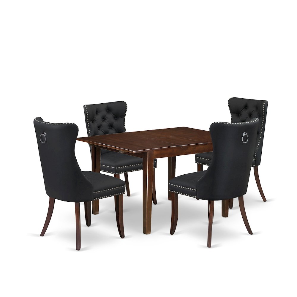 5 Piece Dining Set Consists of a Rectangle Wooden Table with Butterfly Leaf. Picture 1