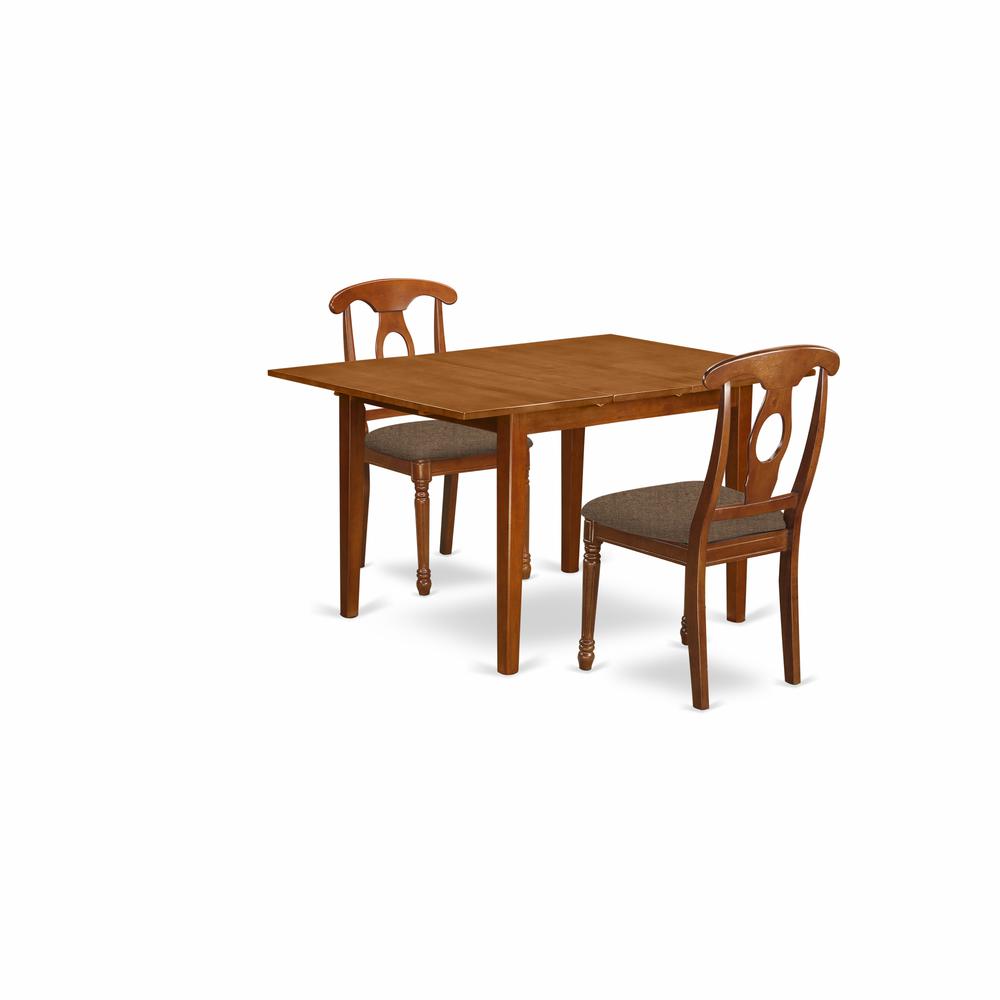 MLNA3-SBR-C 3 Pc set Milan featuring Leaf and 2 Fabric Chairs in Saddle Brown. Picture 1