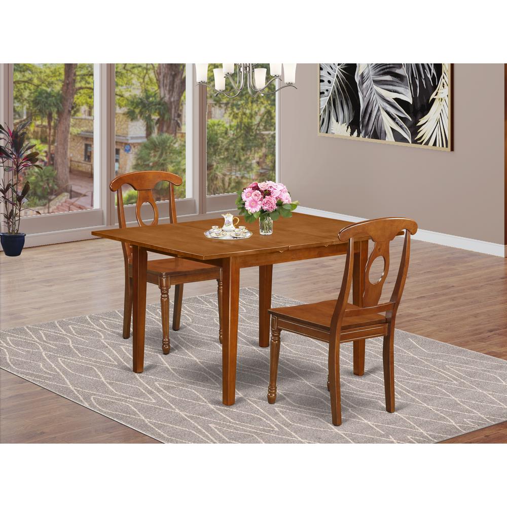 3  Pc  set  Milan  with  Leaf  and  2  Wood  dinette  Chairs  in  Saddle  Brown  .. Picture 4