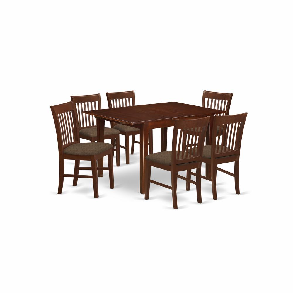 MLNO7-MAH-C 7 Pc small Kitchen Table set-small Dining Tables and 6 Kitchen Chairs. Picture 1