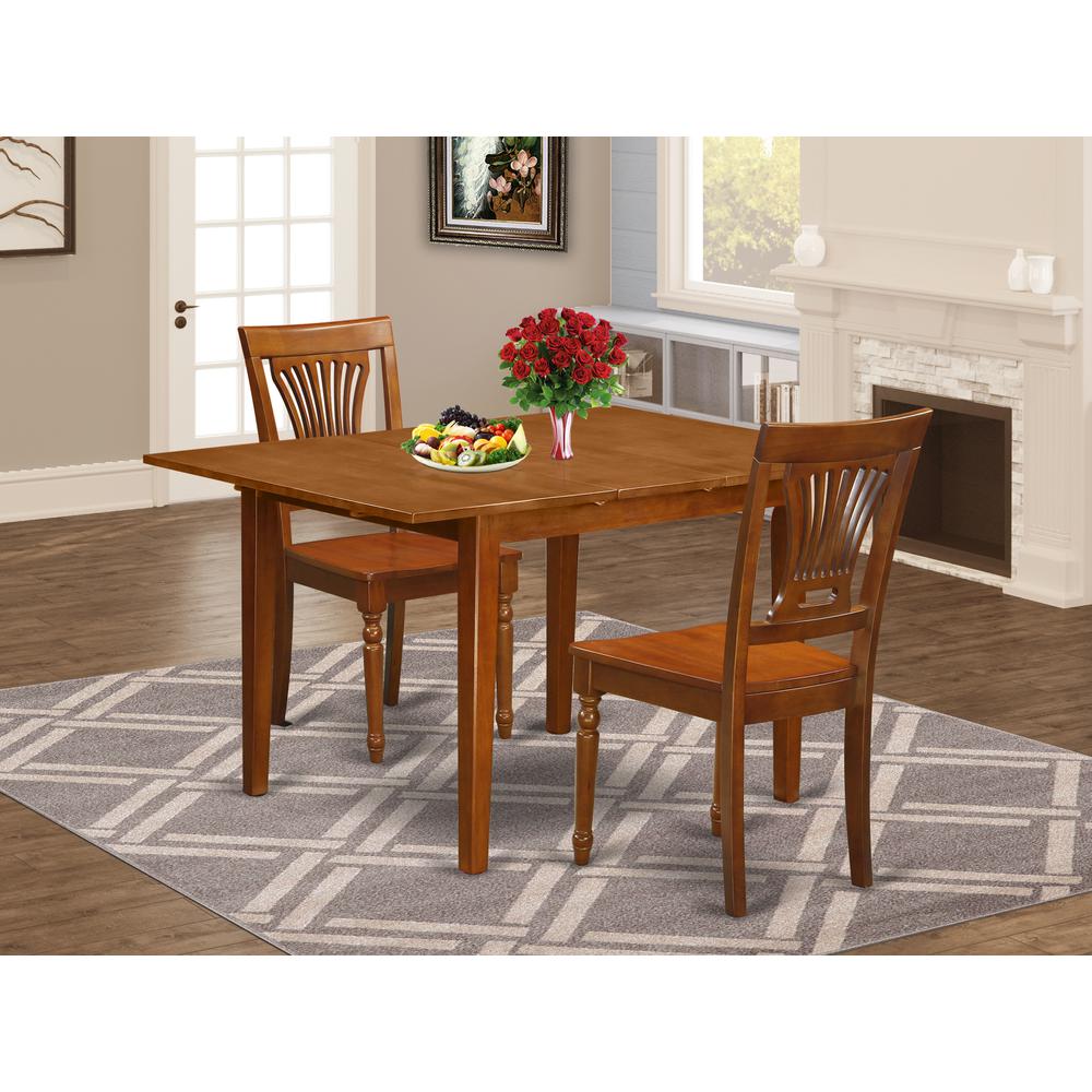 3  Pc  Milan  Kitchen  Table  featuring  Leaf  and  2  Wood  Dinette  Chairs  in  Saddle  Brown  .. Picture 4