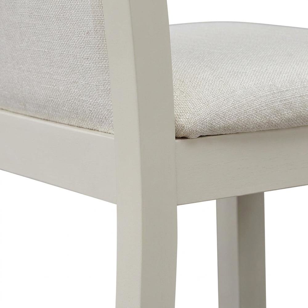 Solid Wood High-Back Linen Upholstered Parsons Dining Chair, Cream, Set of 2. Picture 8