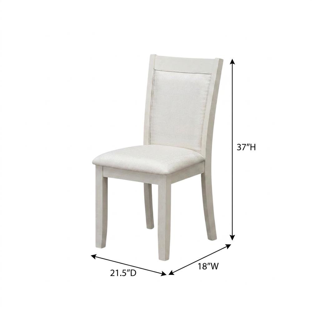 Solid Wood High-Back Linen Upholstered Parsons Dining Chair, Cream, Set of 2. Picture 6