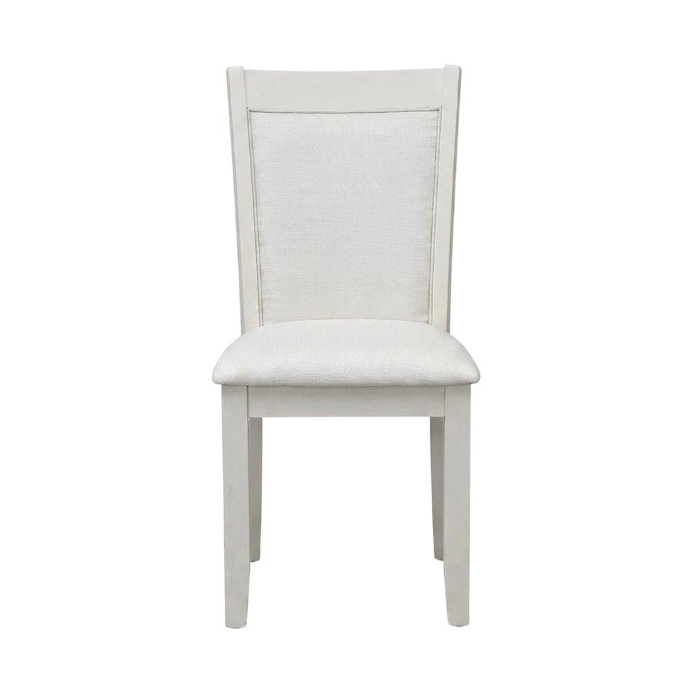 Solid Wood High-Back Linen Upholstered Parsons Dining Chair, Cream, Set of 2. Picture 2
