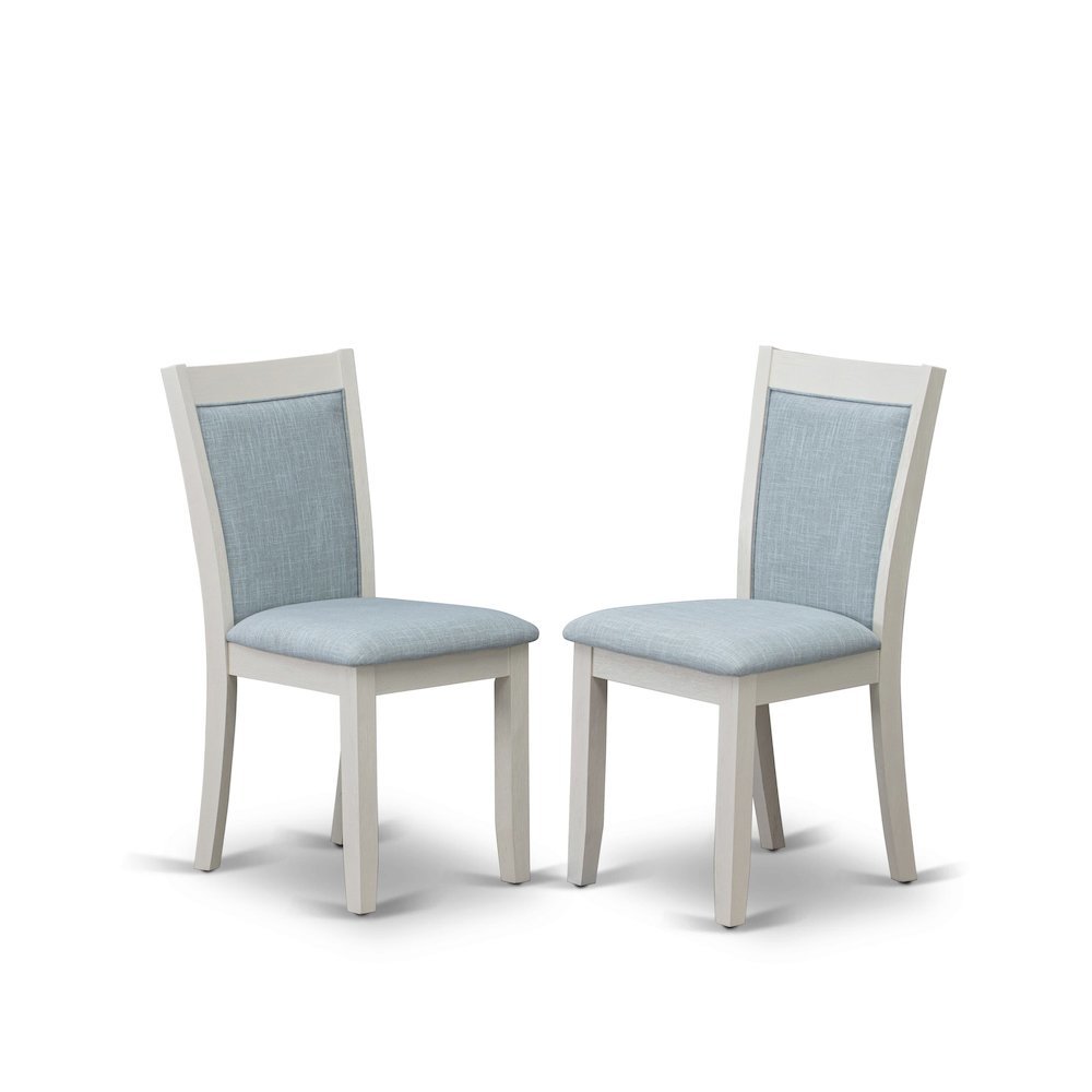 Solid Wood Linen-Upholstered High-Back Dining Chairs, Baby Blue, Set of 2. Picture 1