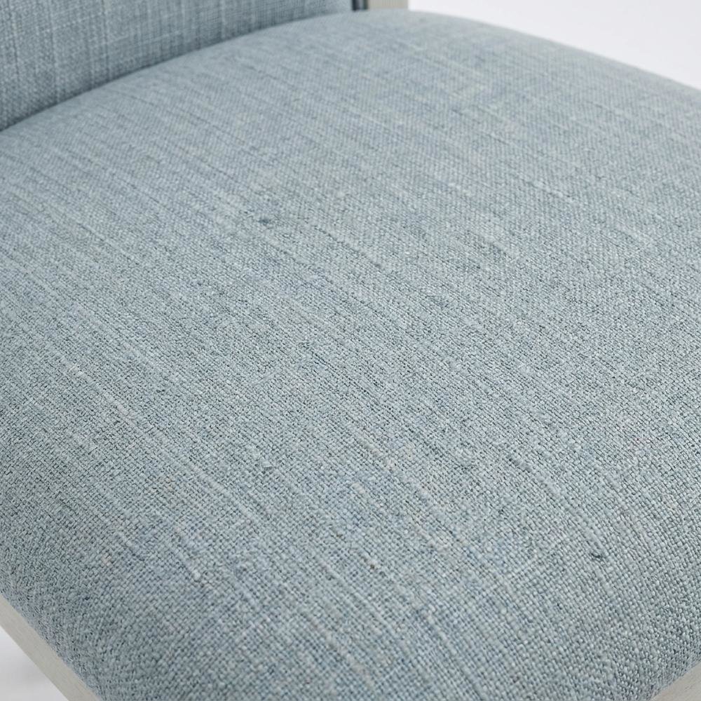 Solid Wood Linen-Upholstered High-Back Dining Chairs, Baby Blue, Set of 2. Picture 7