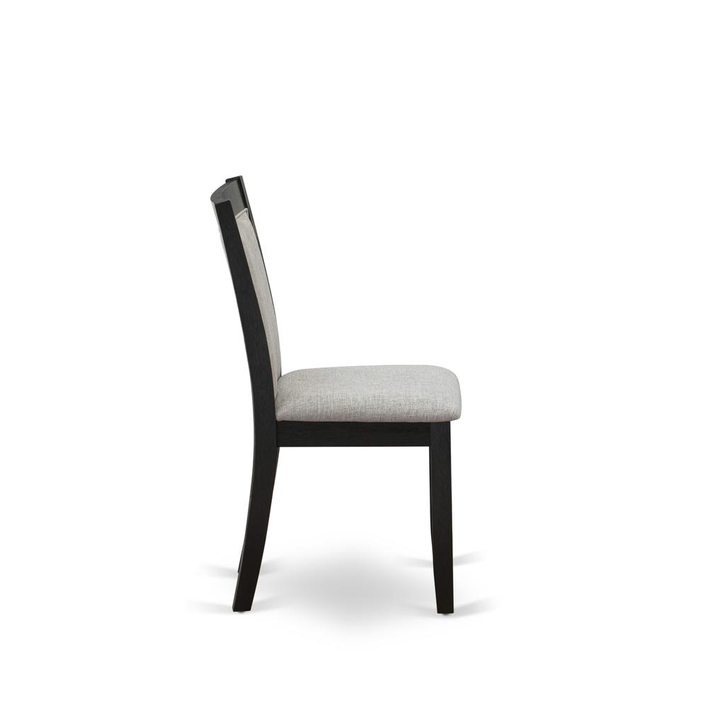 MZC6T06 Mid Century Dining Chairs - Shitake Linen Fabric Seat and High Chair Back - Wire Brushed Black Finish (SET OF 2). Picture 5
