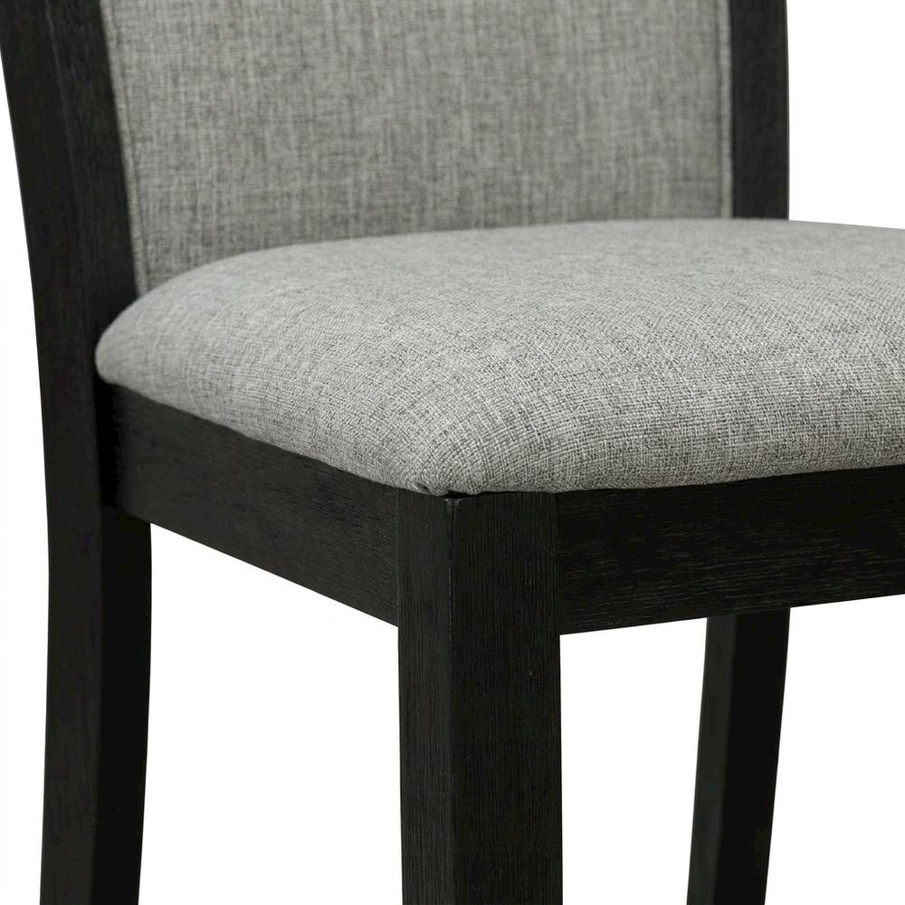 Solid Wood Mid-Century Dining Chairs with High Back, Linen, Set of 2. Picture 8
