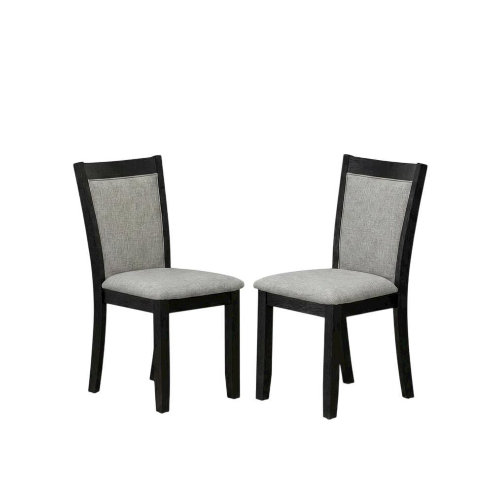 Solid Wood Mid-Century Dining Chairs with High Back, Linen, Set of 2. Picture 5