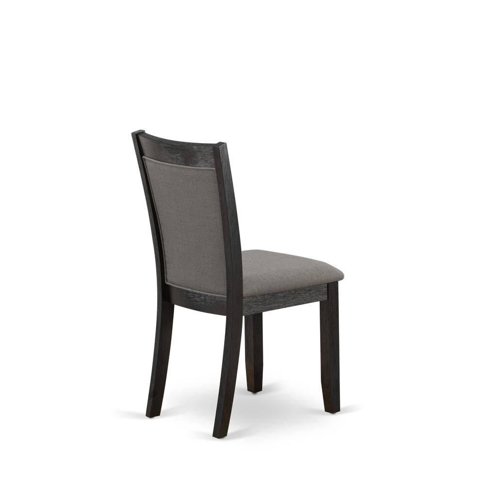 MZC6T50 Modern Dining Chairs - Dark Gotham Grey Linen Fabric Seat and High Chair Back - Wire Brushed Black Finish (SET OF 2). Picture 6