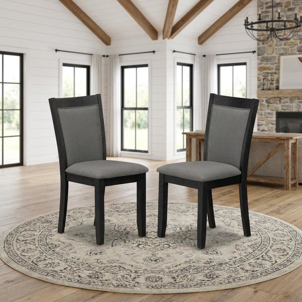 Solid Wood Modern Dining Chairs, Dark Gotham Grey, Set of 2. Picture 3