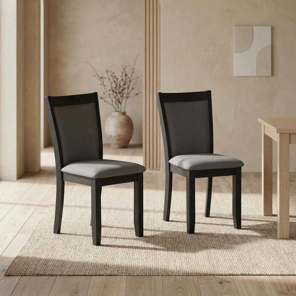 Solid Wood Modern Dining Chairs, Dark Gotham Grey, Set of 2. Picture 4