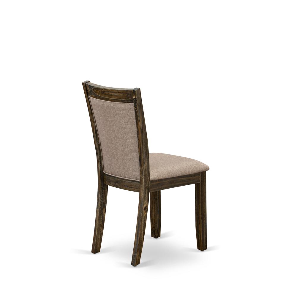 MZC7T16 Kitchen Chairs Set of 2 - Dark Khaki Linen Fabric Seat and High Chair Back - Distressed Jacobean Finish (SET OF 2). Picture 6