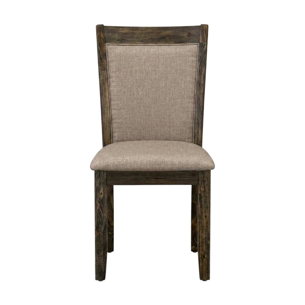 Solid Wood High-Back Linen Upholstered Dining Chairs, Dark Khaki, Set of 2. Picture 1