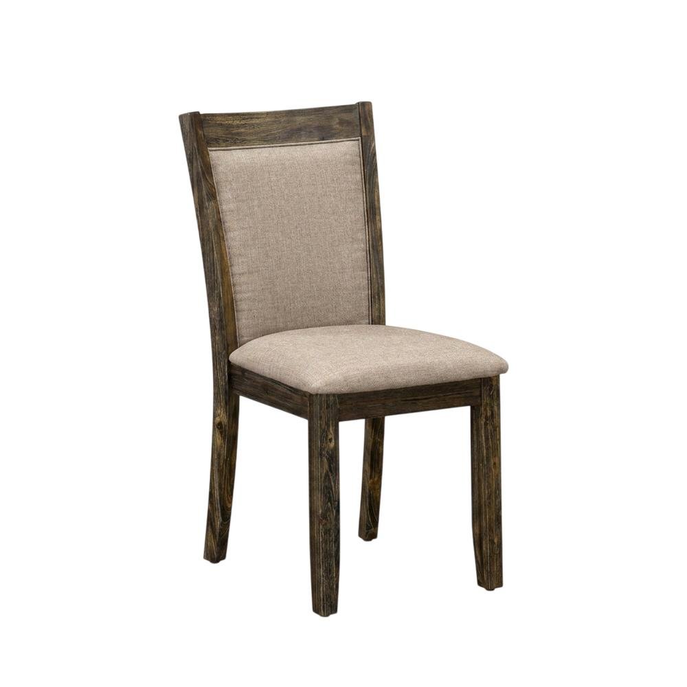 Solid Wood High-Back Linen Upholstered Dining Chairs, Dark Khaki, Set of 2. Picture 4