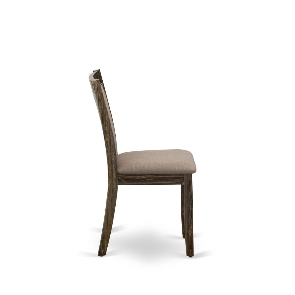 MZC7T48 Modern Dining Chairs - Coffee Linen Fabric Seat and High Chair Back - Distressed Jacobean Finish (SET OF 2). Picture 5