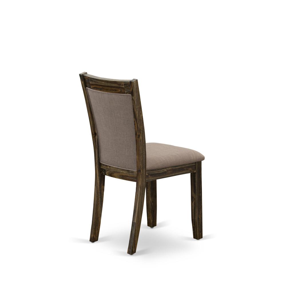 MZC7T48 Modern Dining Chairs - Coffee Linen Fabric Seat and High Chair Back - Distressed Jacobean Finish (SET OF 2). Picture 6