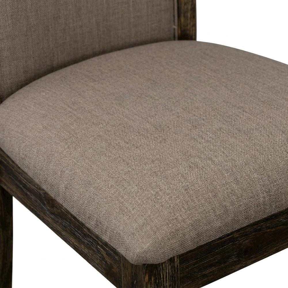 Solid Wood Linen-Upholstered Dining Chairs with High Back, Set of 2, Coffee. Picture 6