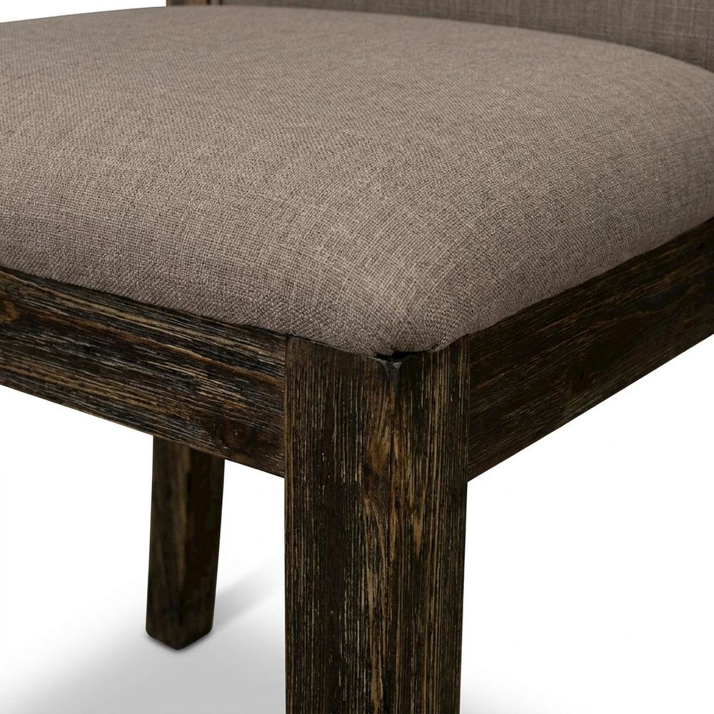 Solid Wood Linen-Upholstered Dining Chairs with High Back, Set of 2, Coffee. Picture 7