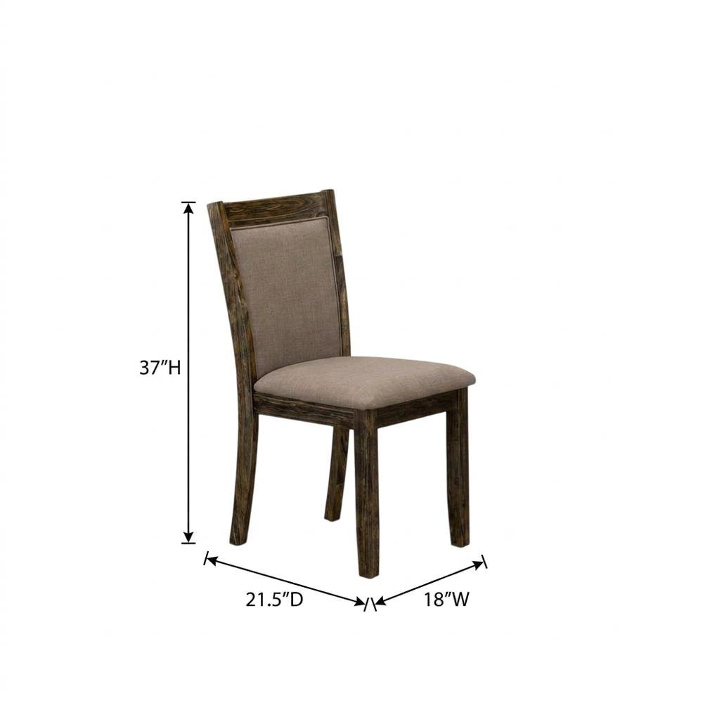 Solid Wood Linen-Upholstered Dining Chairs with High Back, Set of 2, Coffee. Picture 5