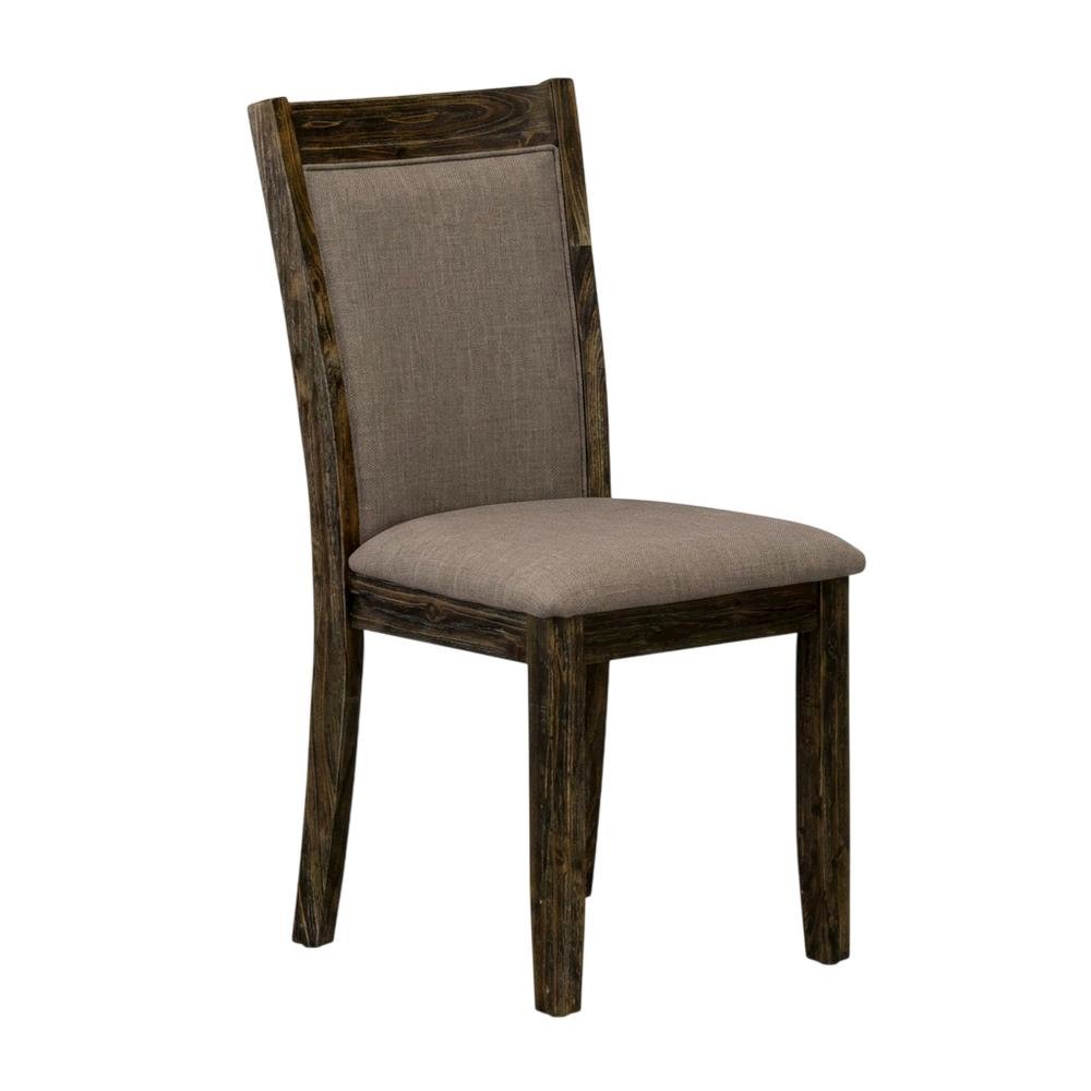 Solid Wood Linen-Upholstered Dining Chairs with High Back, Set of 2, Coffee. Picture 4