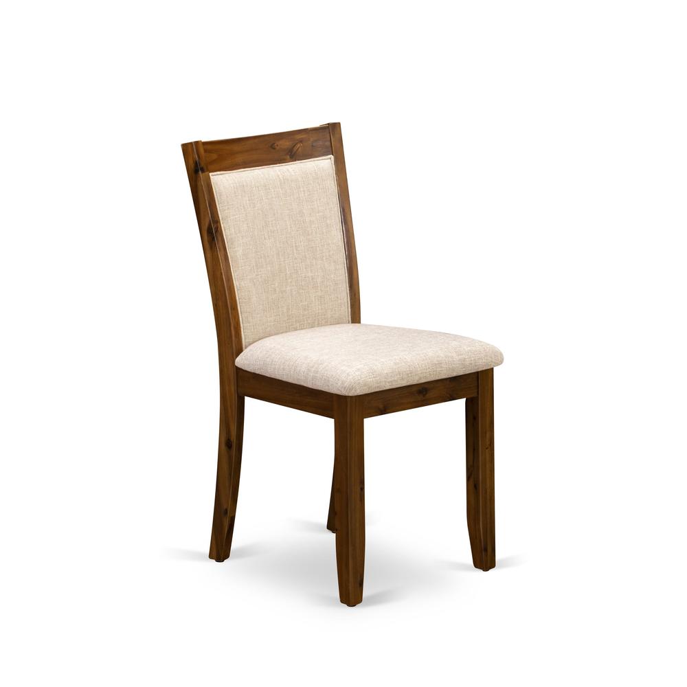 HBMZ3-AWN-04 3-Pc Dining Room Set Contains a Pedestal Table and 2 Light Tan Kitchen Chairs - Sand Blasting Antique Walnut Finish. Picture 6