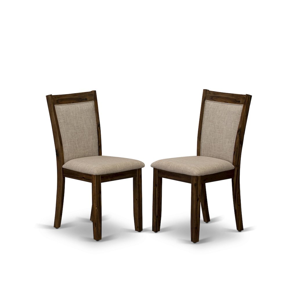Solid Wood Linen-Upholstered Dining Chairs with High Back, Set of 2, Light Tan. Picture 1