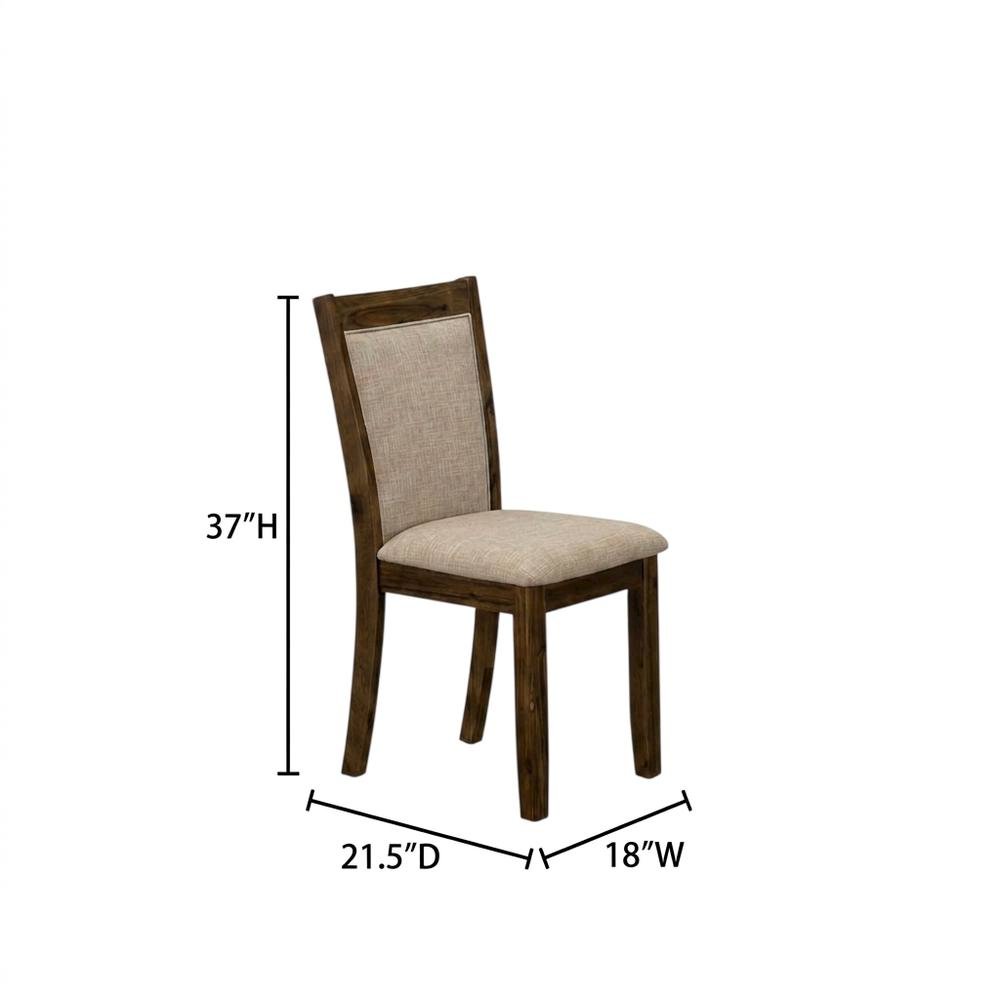 Solid Wood Linen-Upholstered Dining Chairs with High Back, Set of 2, Light Tan. Picture 6