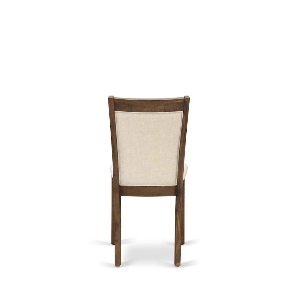 MZCNT32 Dining Chairs - Light Beige Linen Fabric Seat and High Chair Back - Sand Blasting Antique Walnut Finish (SET OF 2). Picture 7