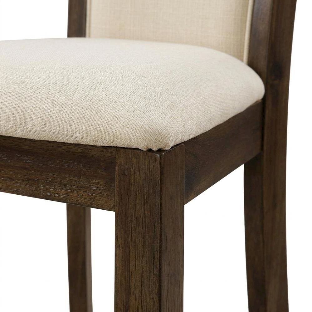 Solid Wood High-Back Linen Parsons Dining Chair, Light Beige, Set of 2. Picture 8