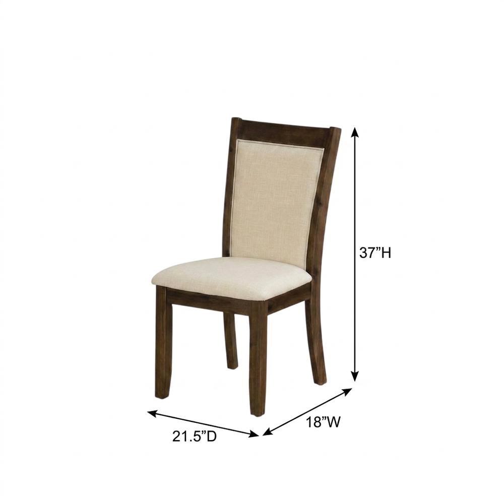Solid Wood High-Back Linen Parsons Dining Chair, Light Beige, Set of 2. Picture 6