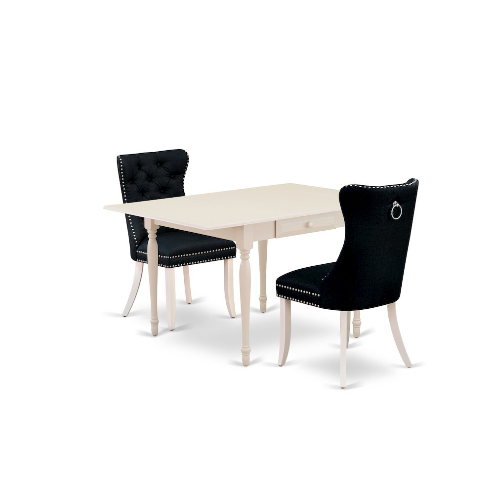 3 Piece Kitchen Table Set Consists of a Rectangle Dining Table with Dropleaf. Picture 1