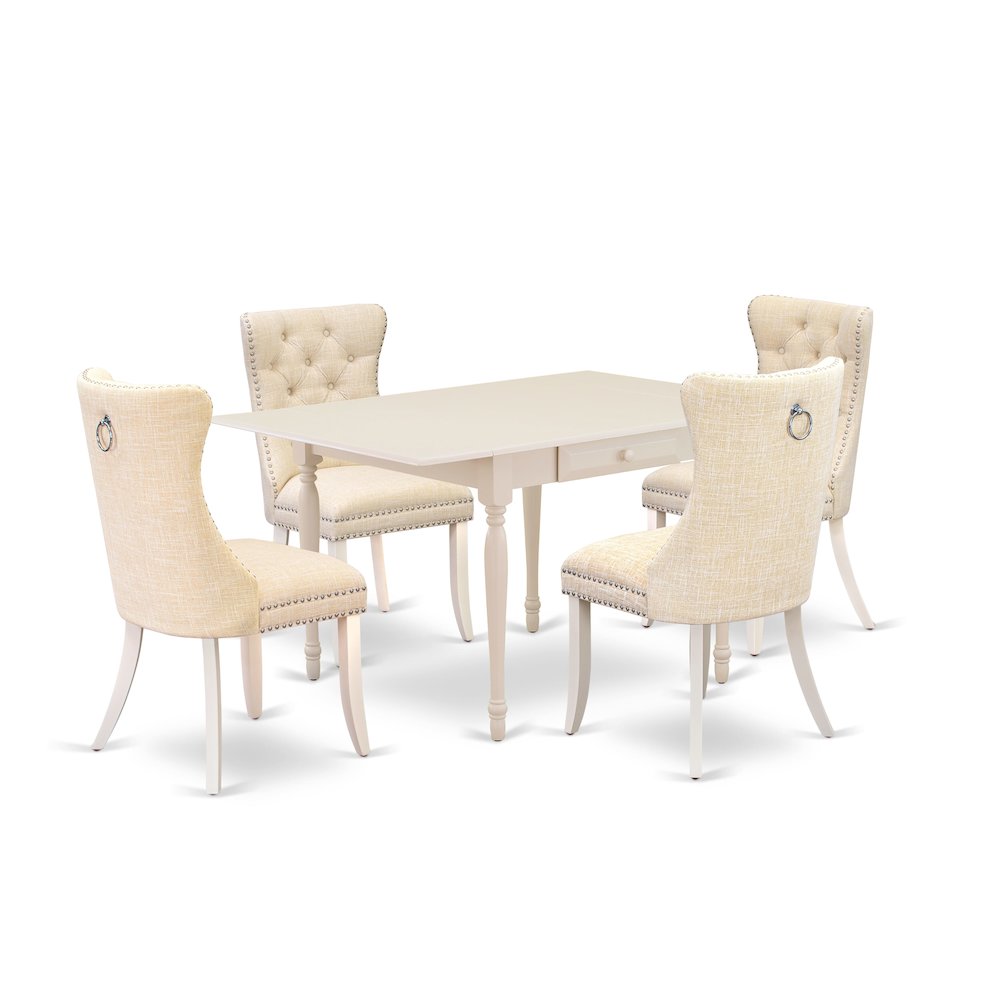 5 Piece Dining Table Set Contains a Rectangle Kitchen Table with Dropleaf. Picture 1